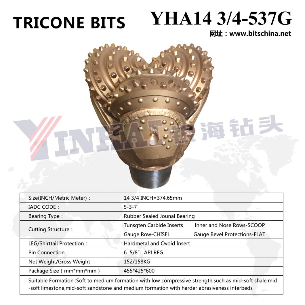 Tungsten Carbide Inserts Bit 14 3/4" IADC537 Tricone Drill Bit