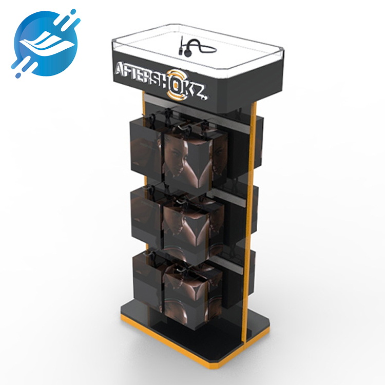 Cool black acrylic floor-standing double-sided sports headphone display stand