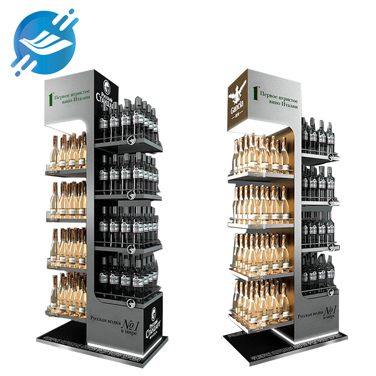 Metal double-sided floor-standing foreign wine display stand with different colors