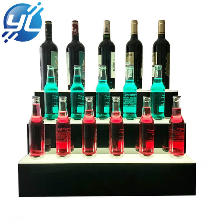Step type wine display table with black acrylic LED light