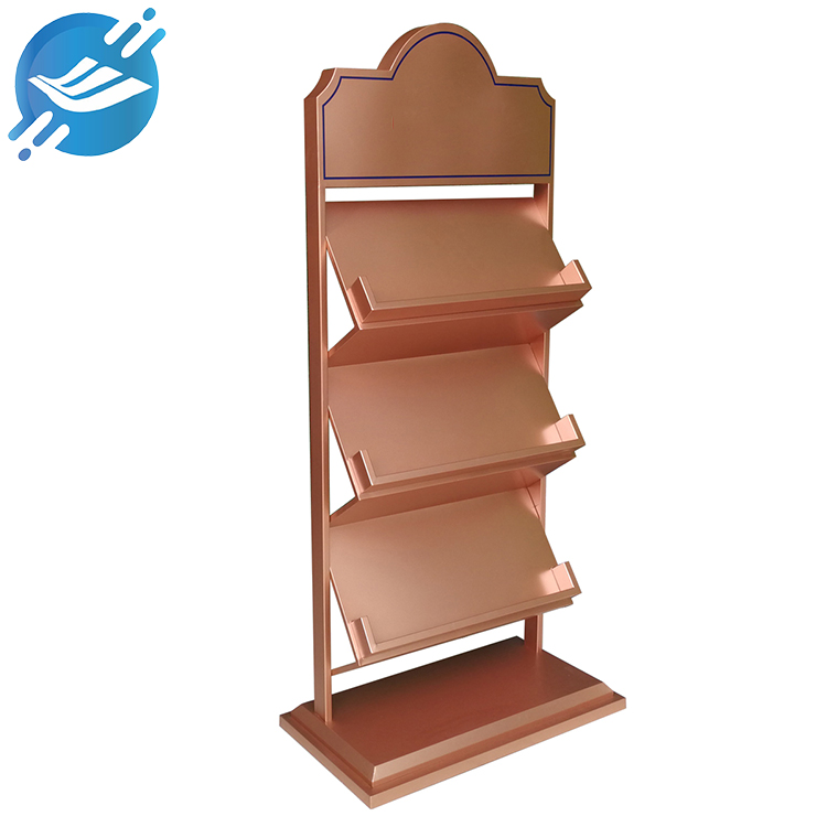 Rose gold metal three-tier floor-standing poster promotion display stand