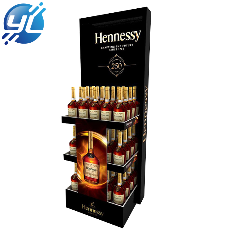 New Design Customized Printing Promotion wooden  Wine Floor Display Stand Rack for Retail