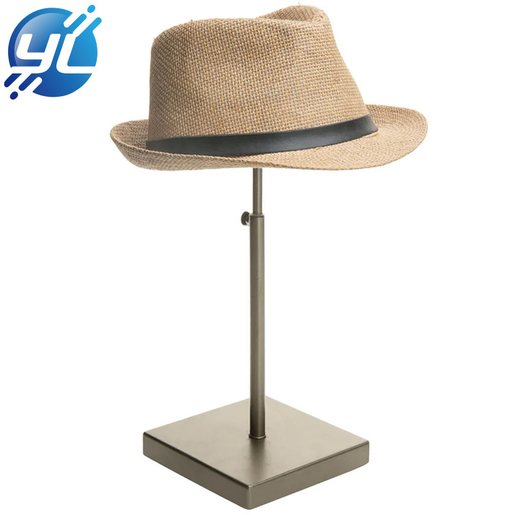 Customized height adjustable freestanding brass hat and wig display stand