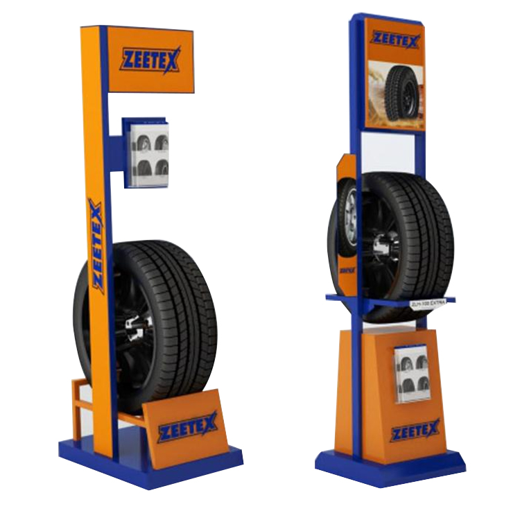 Customized retail store metal steel wheel display floor standing auto tyres display stand