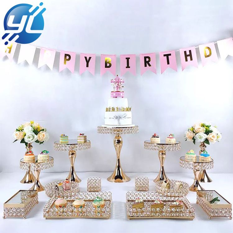 Luxurious Golden Refreshment Rack Gold plated Storage Rack Dessert Cakes Display Iron Cake Stand