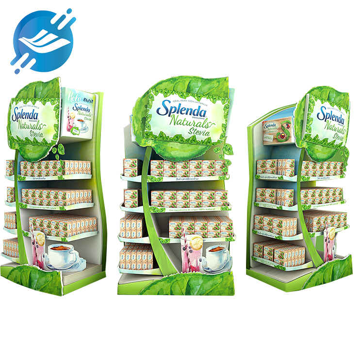 Customized color bright and durable metal floor multi-layer supermarket tea bag display stand