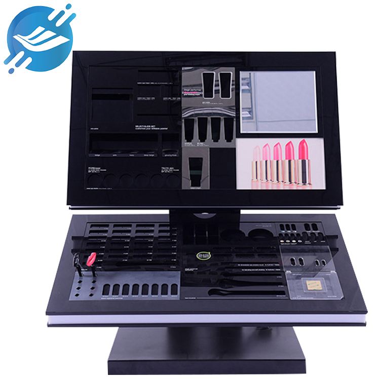Desktop cosmetics display stand with LCD advertising display