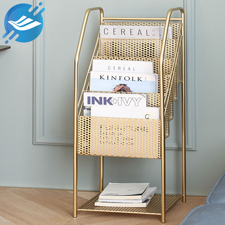 Pure metal frame trapezoidal floor-to-ceiling book display stand