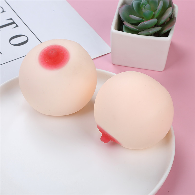 Breast ball with PVA squeeze stress relief toy
