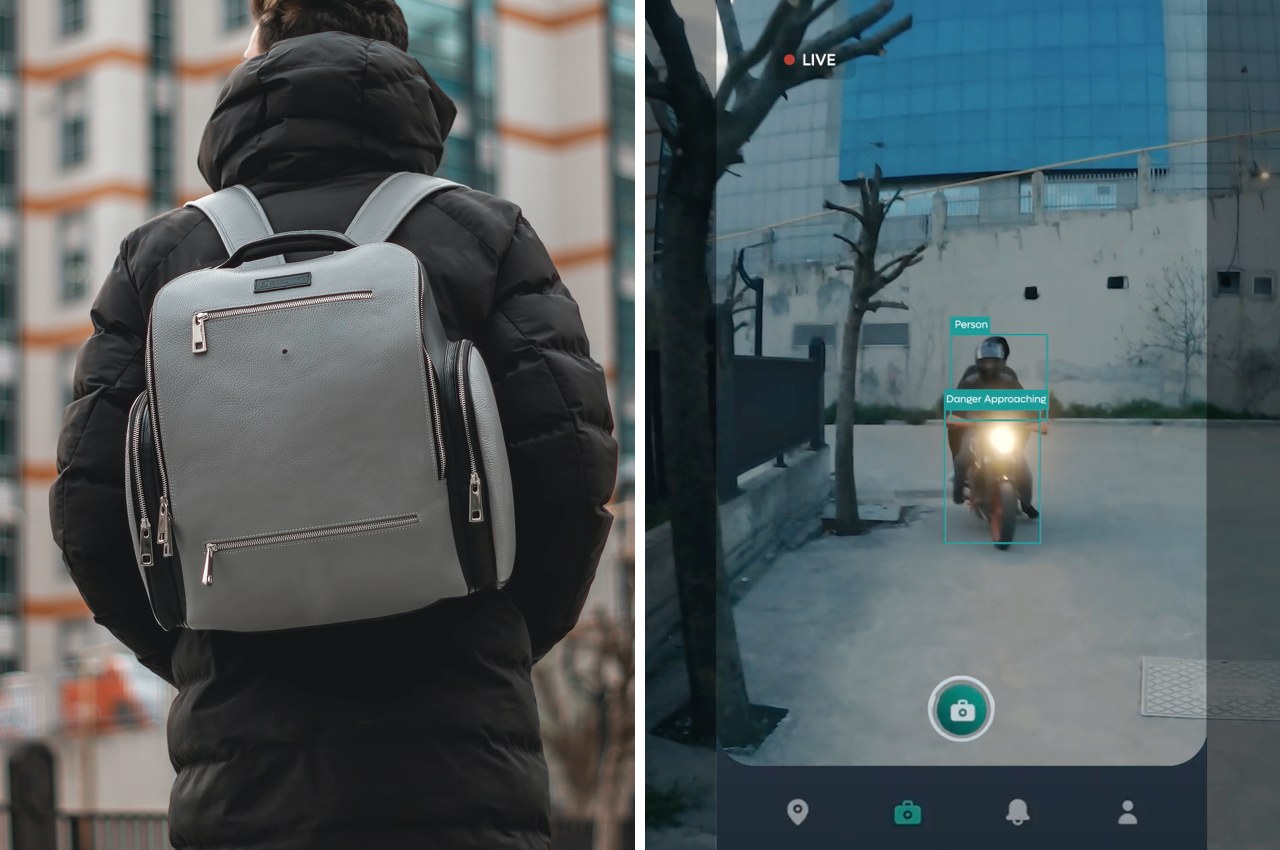 This backpack has its own surveillance camera, tracking device, and solar panel - Yanko Design