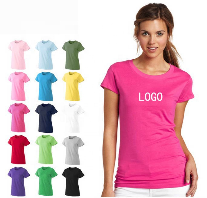 Wholesale Girl&#39;s T Shirt Plain Multi Colors Slim Fit Cotton Women&#39;s Short Sleeve Summer T-shirts in Bulk