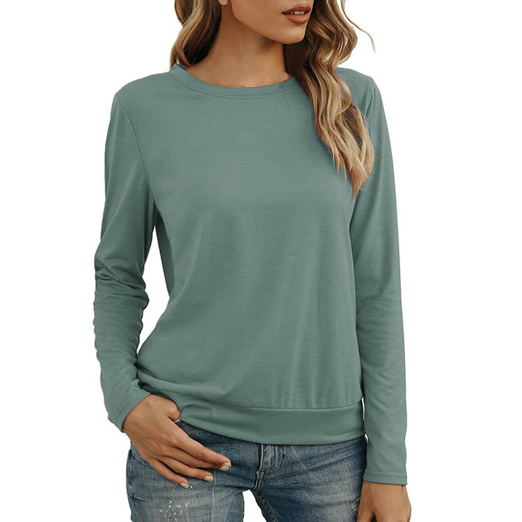 Wholesale plain blank womens long sleeve spandex t-shirt casual ladies tops