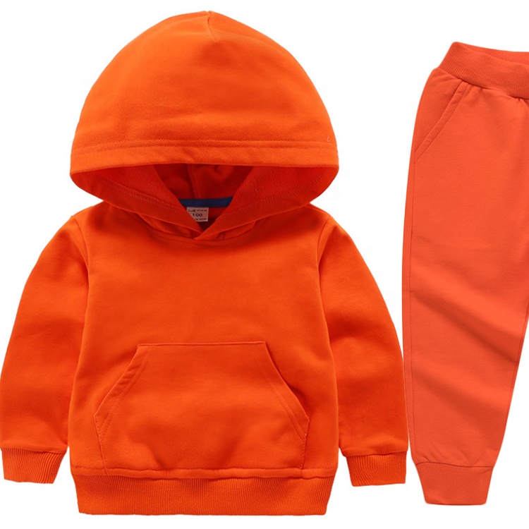 Hot sale Kids Sweatshirt Sets Custom Toddler Baby Boys Girls Solid Color Clothing Tracksuit Child Jogging Hoodie Suit