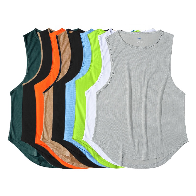High quality good price quick dry sports tank top workout fitness running 100% polyester singlets sleeveless training vest