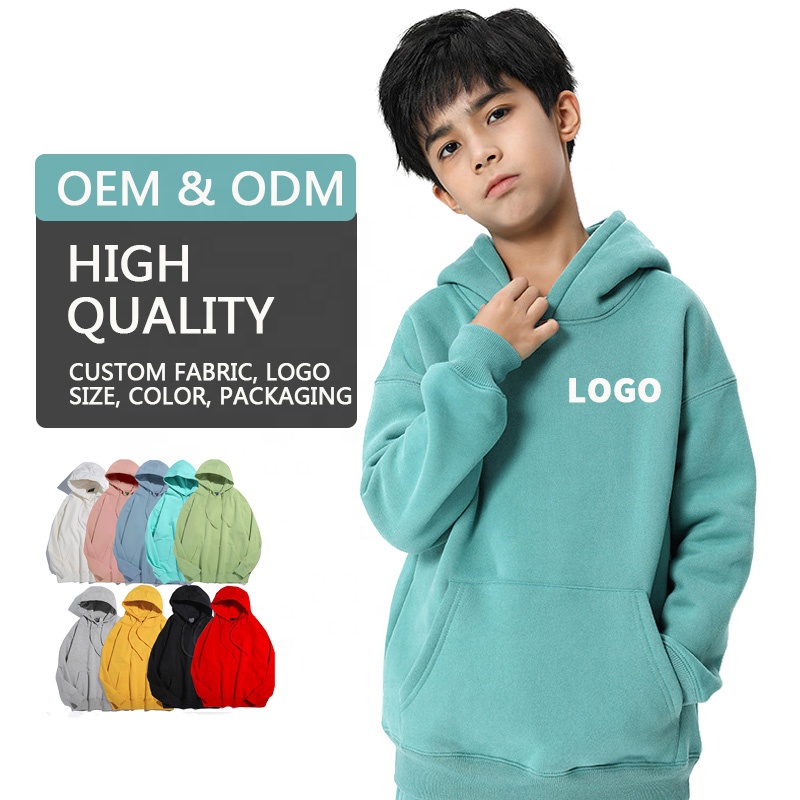 Autumn Winter Boys Hoodies&amp;Sweatshirts No Drawstring 100% Cotton Fleece High Quality Plain Customize Hoodies For Kids
