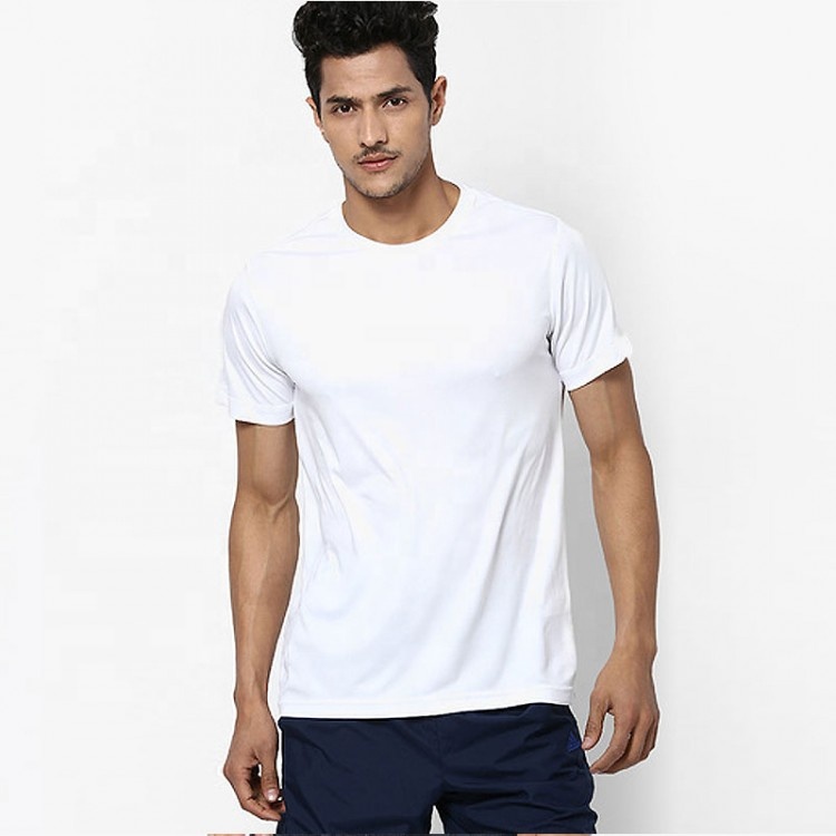 Factory wholesale white 50 cotton 50 polyester t shirt blank plain high quality t shirt