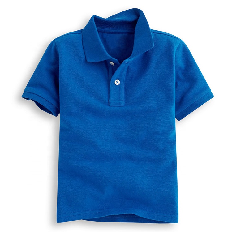 Customized knitted collar navy blue polo shirts uniform golf polo shirts children