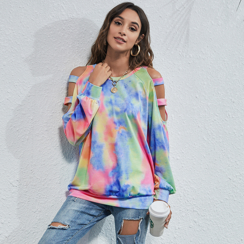 New arrival women clothing drop shoulder tie dye t shirts casual street wear tops for spring autumn
