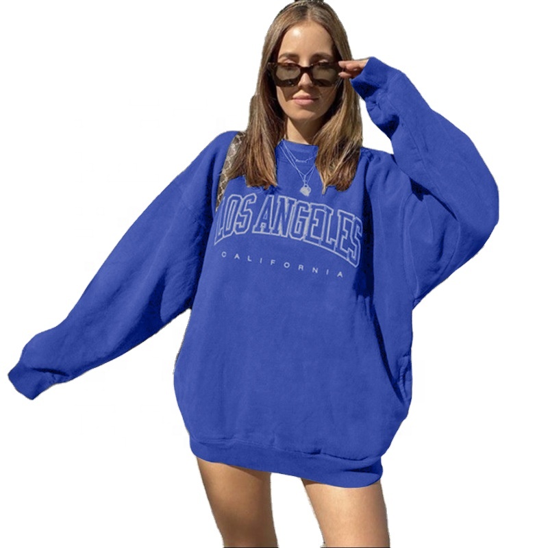 New Trend Oversized Sweatershirts Plus Size O Neck Polyester Winter Coat Loose Hip Hop Printed Sweat Shirts For Woman