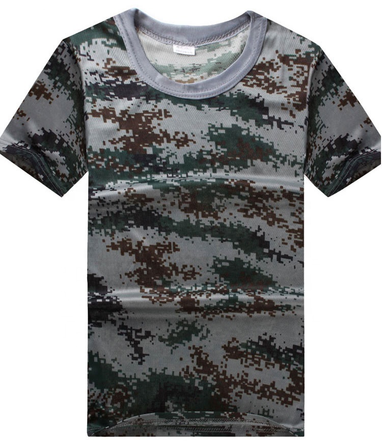 Bulk promotion camouflage t-shirt cheap 100% polyester outdoor sports wear camo t shirt custom logo