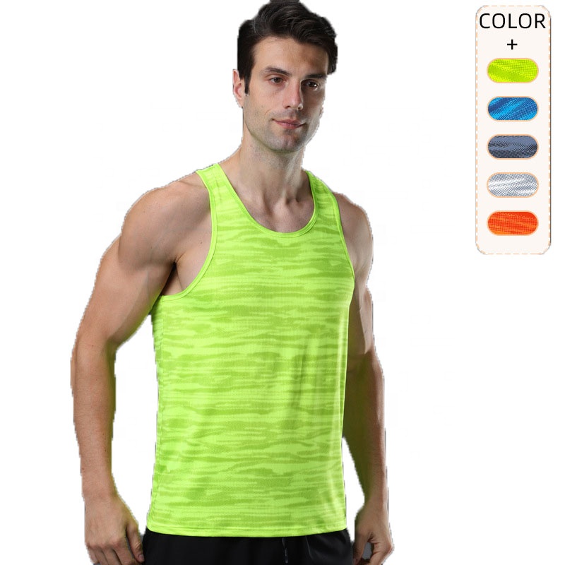 Neon Green Fluorescein Men&#39;s Tank Tops Bulk sale Gym Fitness Mesh Moisture Wick Workout Singlet Custom Graphic Sport Vest