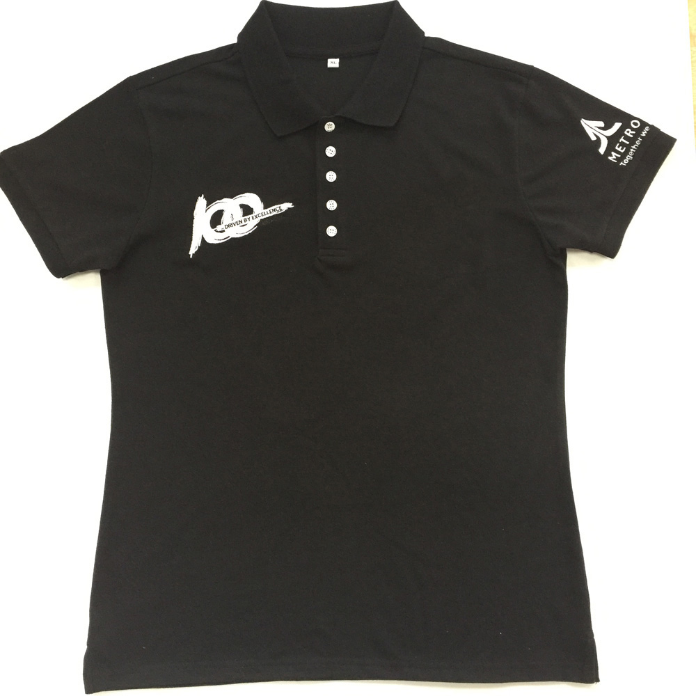 Short sleeve 100 cotton embroidery buttons golf polo t shirts for women