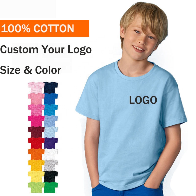 Summer short sleeve t shirt in bulk for kids wholesale 100% cotton boys and girls children plain t-shirt manufacturer