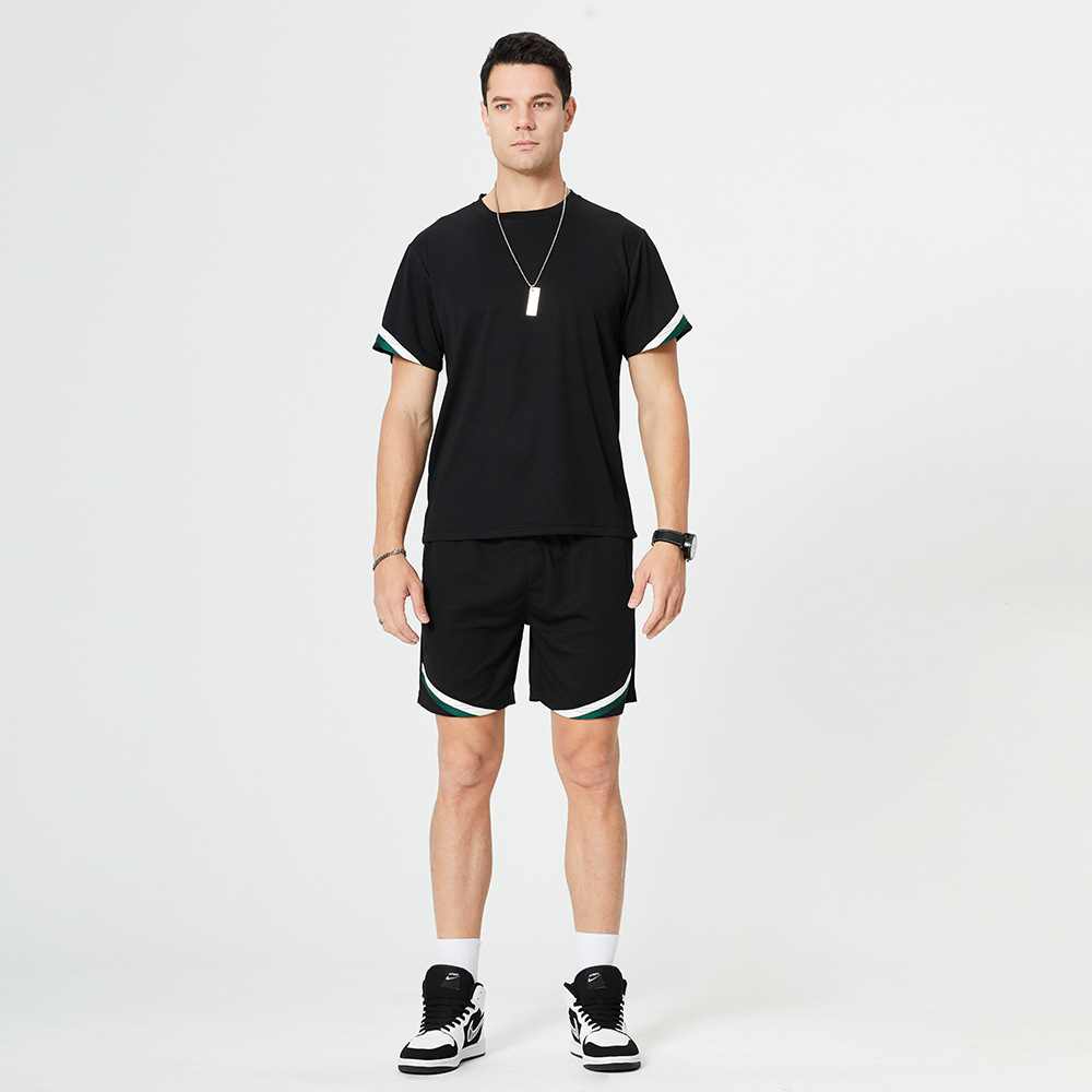 Private label men short sleeve t shirt and shorts set