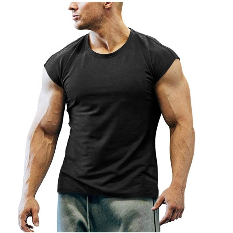 Promotion Muscle Men&#39;s T Shirt Blank O Neck Gym Fitness Summer Short-sleeved Tee Breathable Lightweight Running Plus Size Tshirt