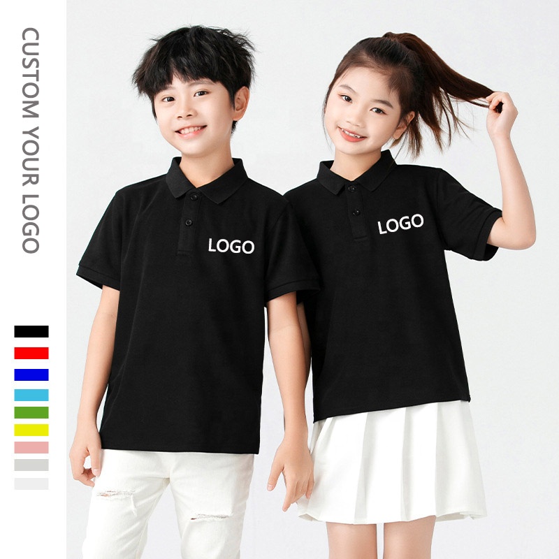 2-15 years New Design Boy Girl Children Polo Shirts 100% Pique Cotton Embroidery Printed Logo Kids Uniforms School Polo Shirt
