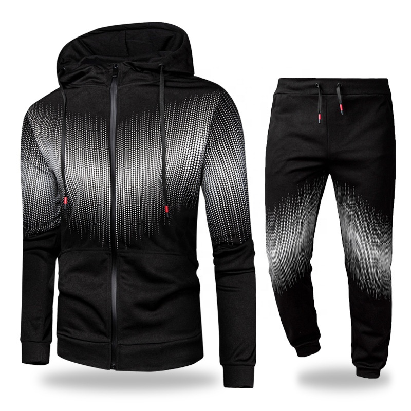 Stylish Mens Jogging Suits Zipper Hooded Sports Wear 2-piece Sets Body Fit Gym Outdoor Running Hoodies Tracksuits