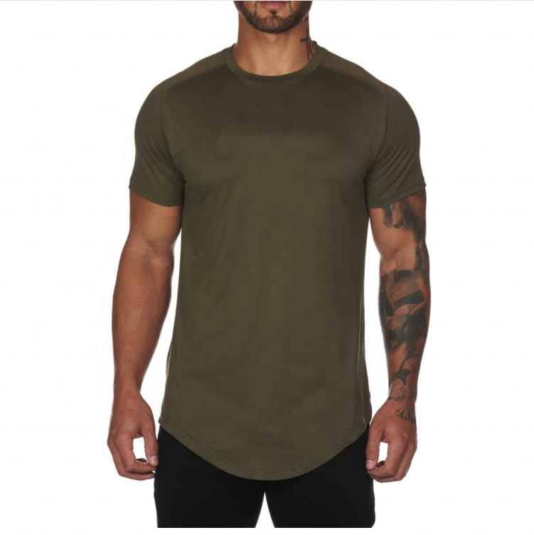 New Trend Men&#39;s Longline T-shirt Quick Dry Sport Plus Size T Shirt Body Fit Sport Oversize Tops Custom Your Logo