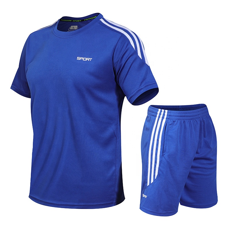 2022 Men&#39;s Sport Sets Lightweight Football Suits Active Moisture Wicking Basketball Clothes Leisure Mesh Running T-shirts Shorts