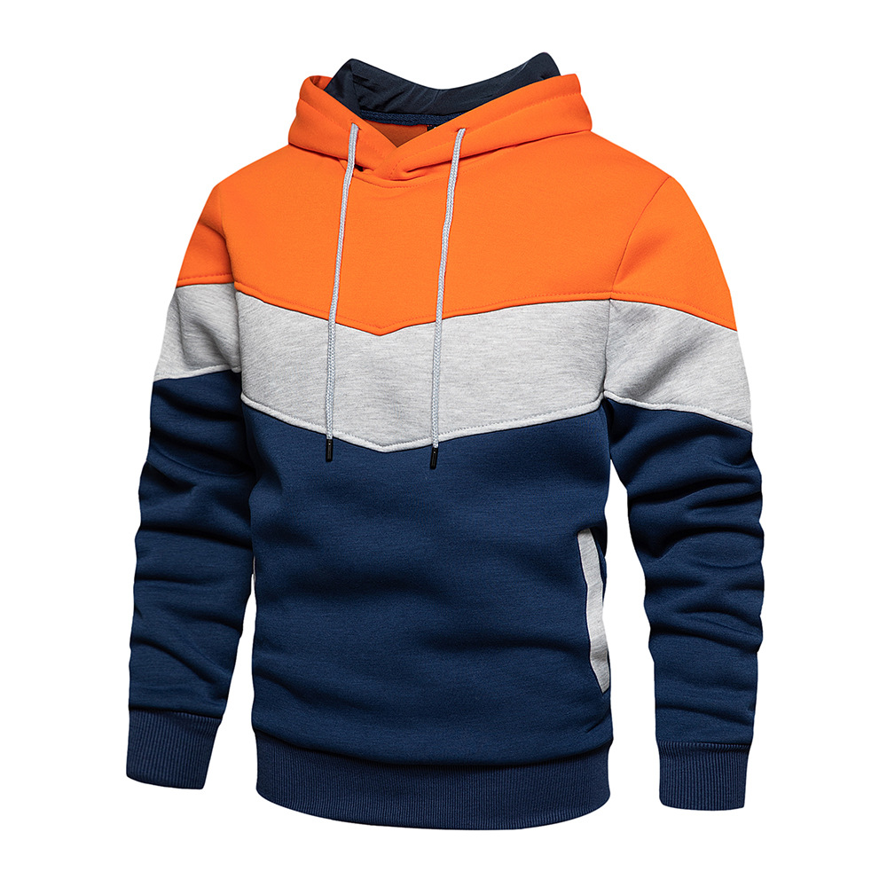 Latest design men&#39;s patch color block casual sport hoodie sweatshirts