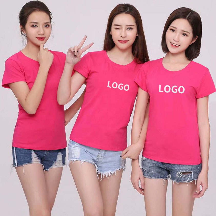 Fashion custom printing for women t-shirts 60 poly and 40 cotton bulk plain wholesale high quality graphic tees t shirt girl