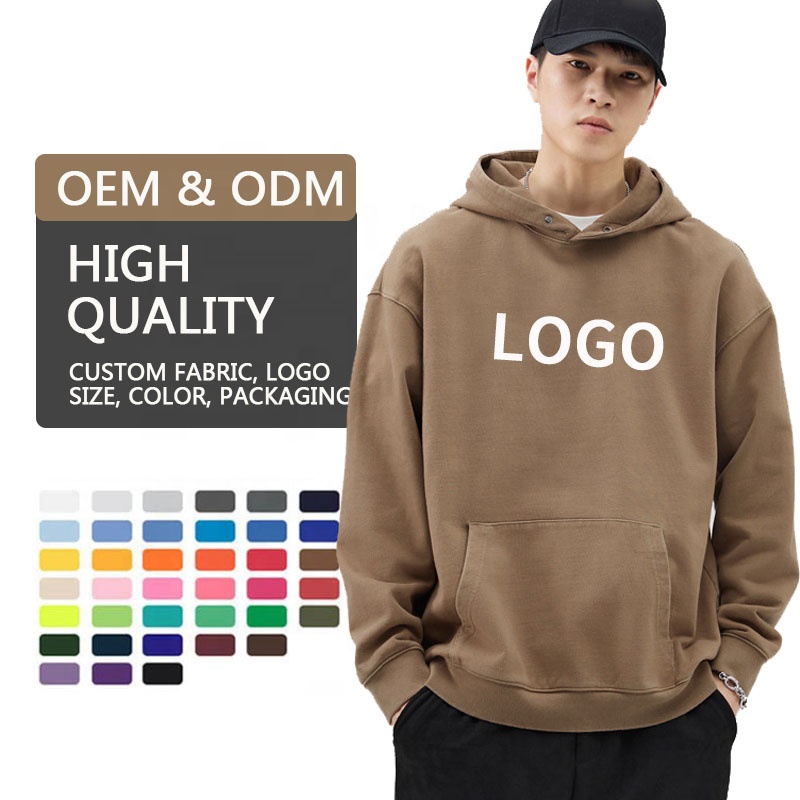 Best Selling 100% Pre-shrunk Cotton Hoodies With 3D Embroidery Screen Logo Printing Men Winter Warm Pullover Heavyweight Hoodie