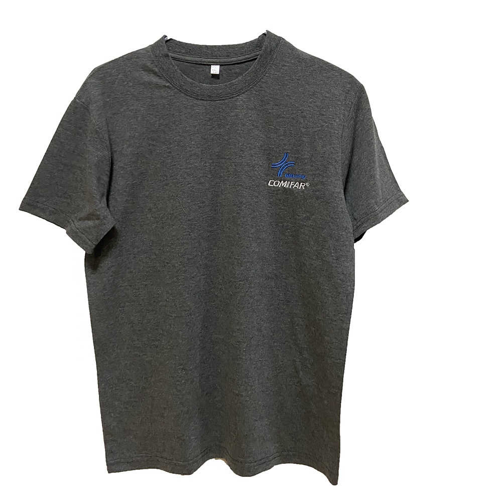 Custom heather grey man workwear short sleeve embroidery t-shirt for men ready to ship