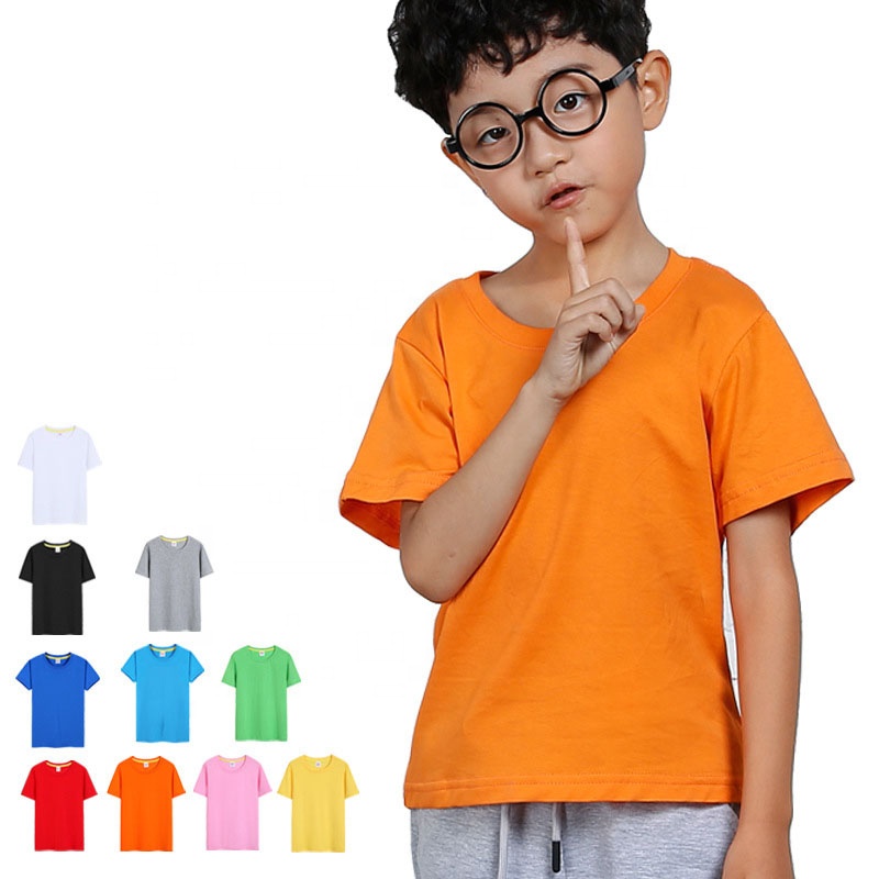 Bulk Sale Boys Girls T-shirt &amp; Polo Shirts Custom Silk Screen Printed Heat Transfer Kid&#39;s Cartoon Graphic O Neck Cotton Tee
