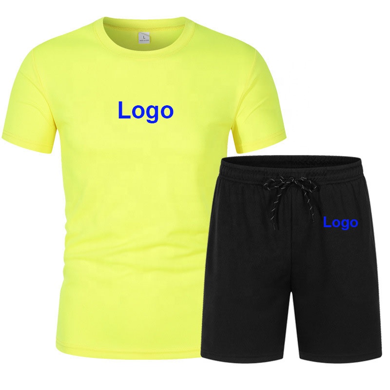 Customize Summer Short Sleeve Men&#39;s T-shirts Shorts Set Rayon Cotton Soft Elastane Gym Fitness Jogging Marathon Tracksuits 2022