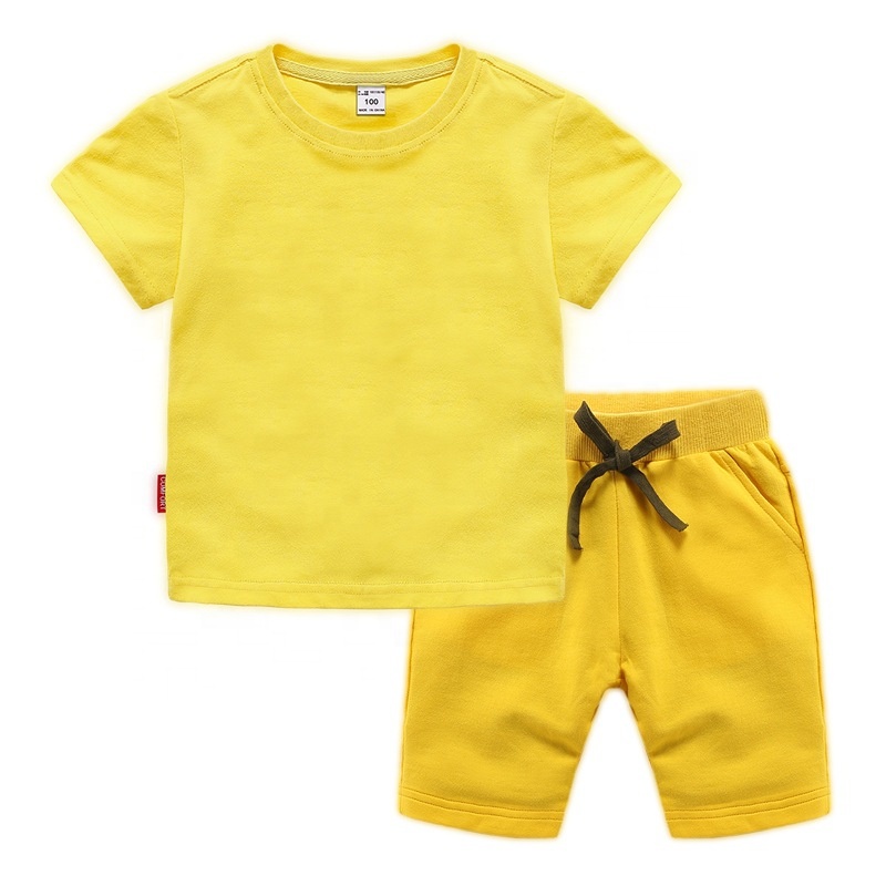 Hot sale Casual Children Short Sleeve T Shirt And Shorts Sets Kids Baby Boys Girls New Style Top and Pants 2 PCS Suit