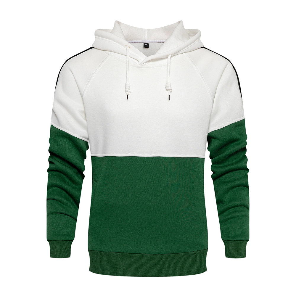 Trendy mens windproof fleece color block sport pullover hoodie in cheap price
