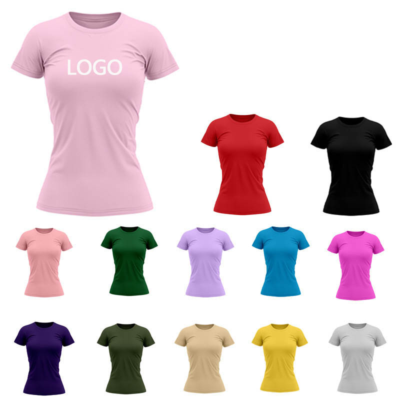 OEM Service Custom T Shirt For Ladies Graphic Printing Logo 190gsm Cotton Clothes Tee Plain Women T Shirt Wholesale High Quality
