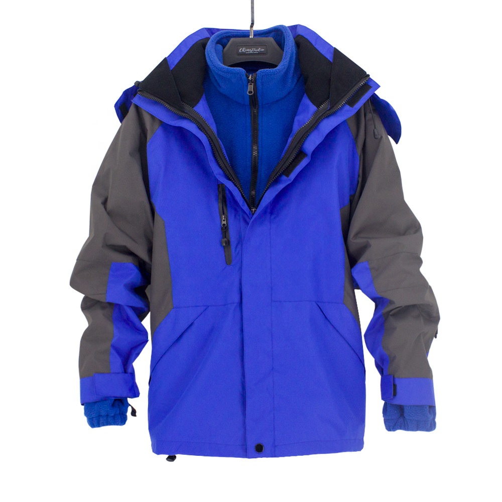 Wholesale Men&#39;s Three-in-one Jacket Inner Fleece Thick Detachable Outdoor 2 Piece Sets Waterproof Double Deck Coat In Winter