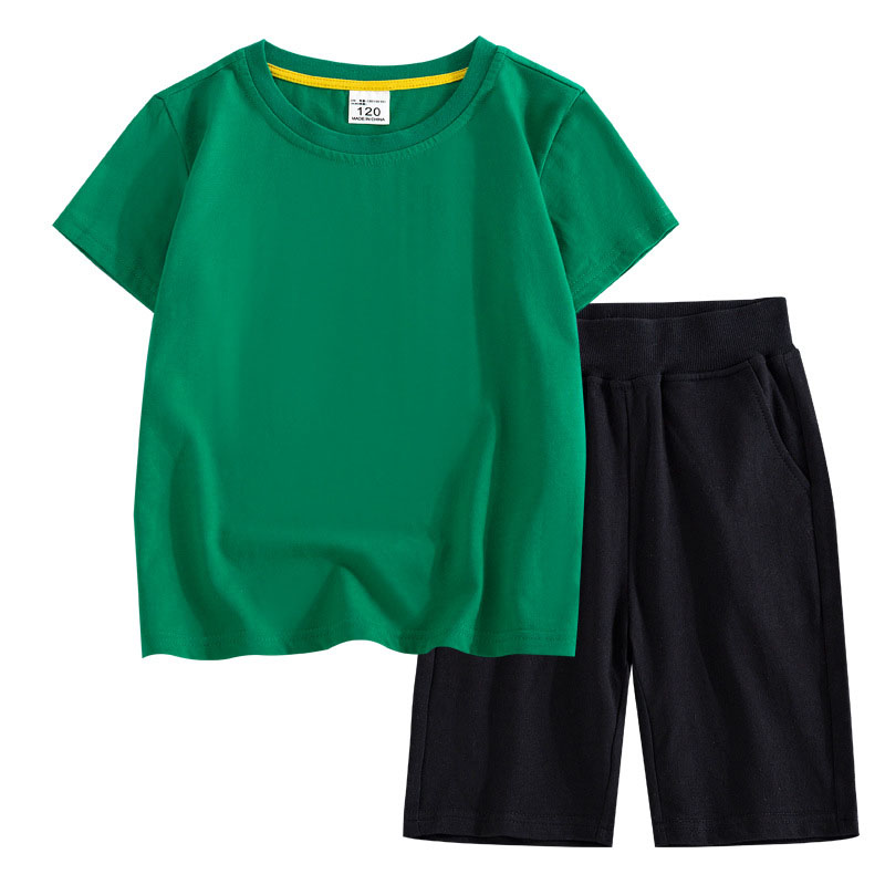 Wholesale kid clothing summer blank t shirt set with shorts in cheap price for children
