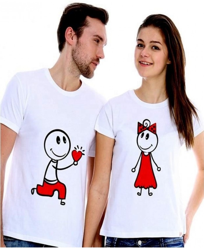 Black and white cartoon couples short sleeve wholesale t-shirts