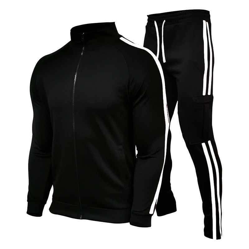 Spring Autumn Plus Size Gym Fitness Sets With Zipper Men Sportswear Tracksuit Sweatsuit Casual 2 Pieces Running Jogging Suits