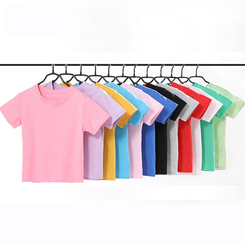 Summer 100% cotton kids custom t shirt printing breathable bulk wholesale children short sleeve t shirts for boys and girls