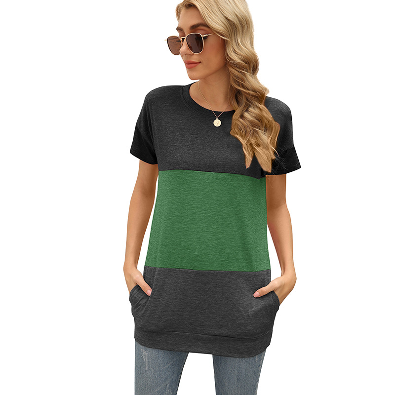 Casual women&#39;s short sleeve pocket t-shirts manufacturer wholesale ladies casual long line blank big and tall jersey tee