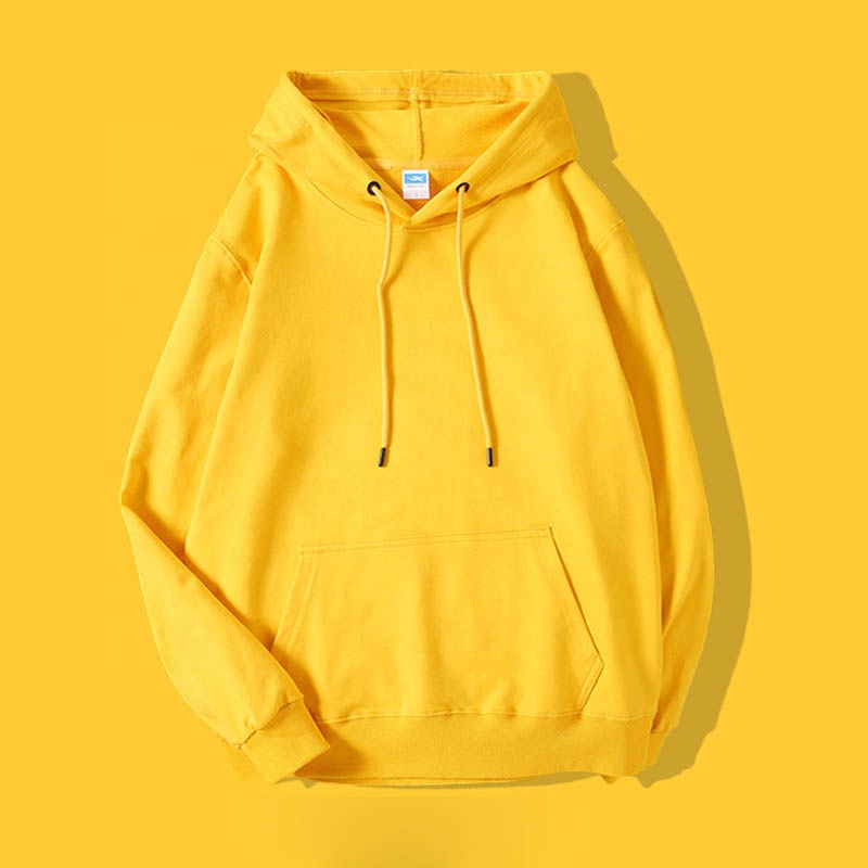 Autumn winter heavyweight plain sweatshirt and hoodie men and women custom your logo premium fabric wholesale yellow hoodie