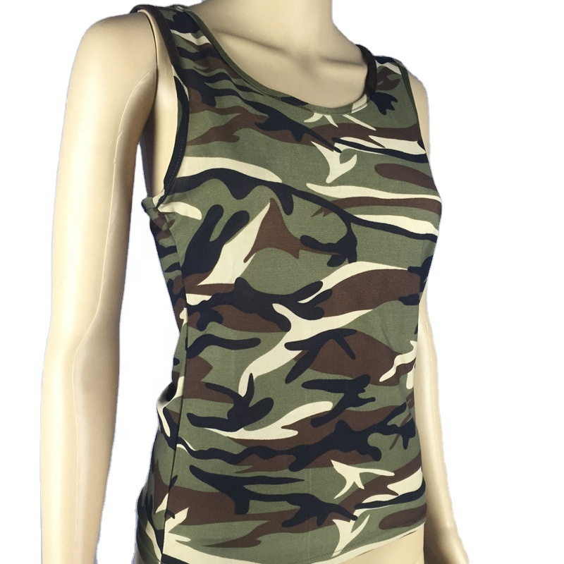 New style camouflage tank tops for women girls female acrylon spandex camo singlet wholesale athletic tank top